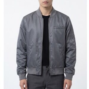 Jordan Wings MA-1 Satin Bomber Jacket Men's M 42 Gray Jumpman 645015- retro